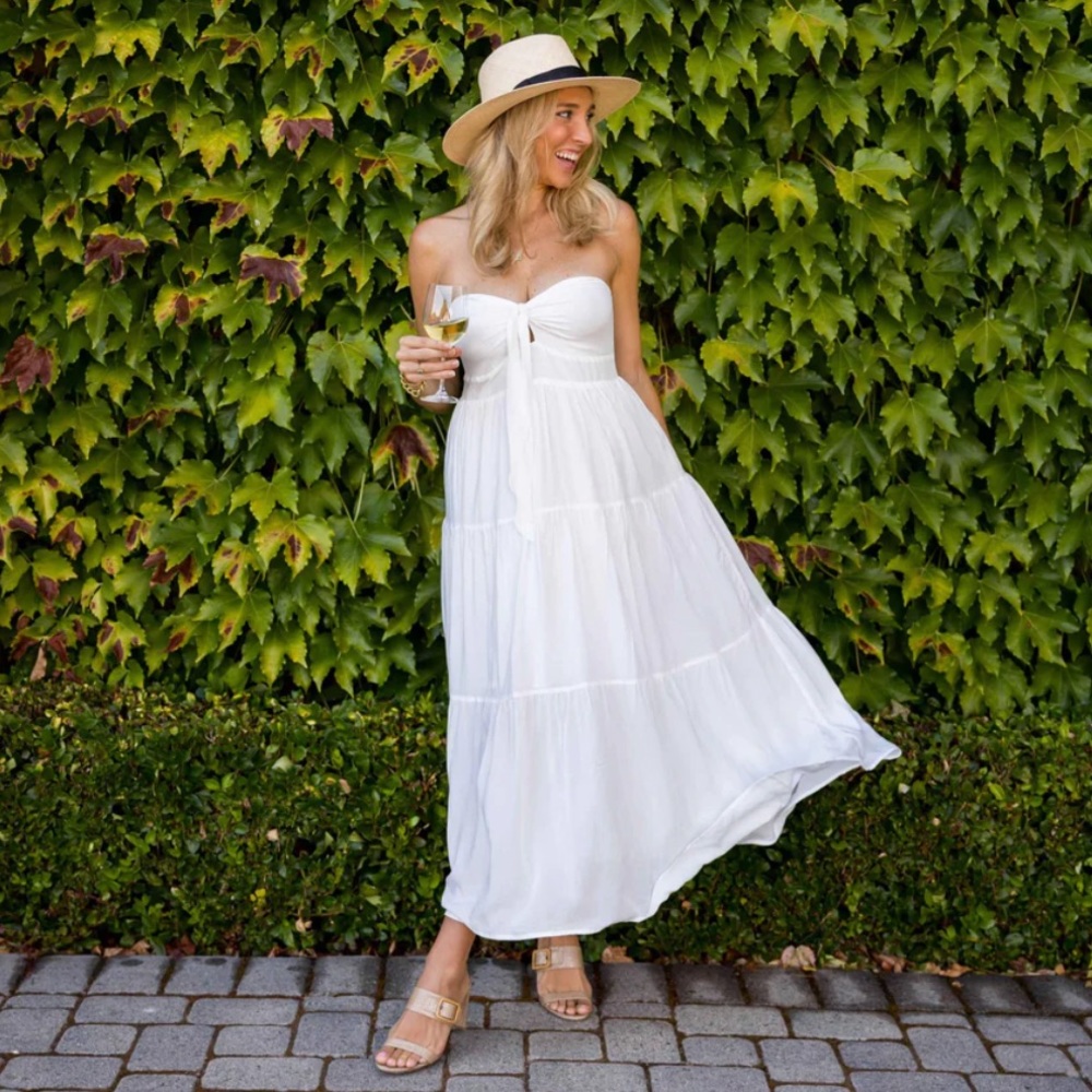 Kenny Flowers The Jetset White Bandeau Maxi Dress S